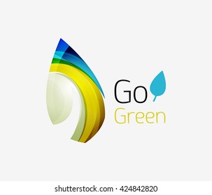 Leaf abstract icon made of waves. Vector illustration