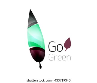 Leaf abstract icon made of waves. Vector illustration