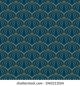 leaf abstract Imitation gold with blue design seamless patterns. A seamless vector background. blue with Imitation gold ornament. Graphic modern pattern. Simple graphic design.
