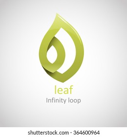 Leaf abstract infinite looped vector logo design template. Line art creative concept. 