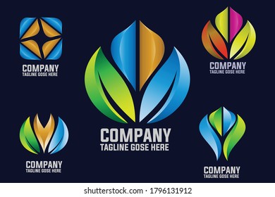 Leaf Abstract Logo design 3D Ideas
