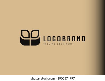 Leaf abstract logo design inspiration. Vector illustration of a leaf resembling a rounded square. Modern vintage icon design template with line art style.