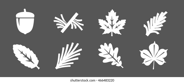 Leaf & Acorn Icon Set (Negative)