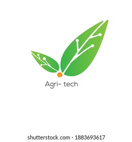 Vector de la ilustración del logotipo agrotecnológico de hoja