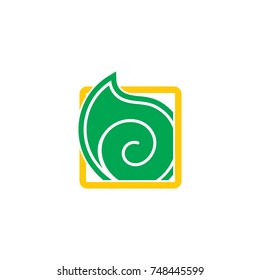 leaf appear from square frame symbol logo vector