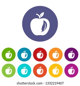Leaf apple icons color set vector for any web design on white background