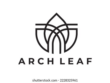 diseño de logotipo de arco de hoja, creativo salón de belleza spa símbolo vector icono.