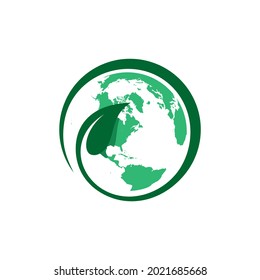 Leaf around world logo template vector image
