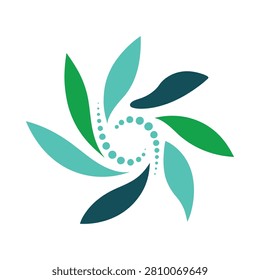 Leaf arrangement vector illustration with teal and green color scheme