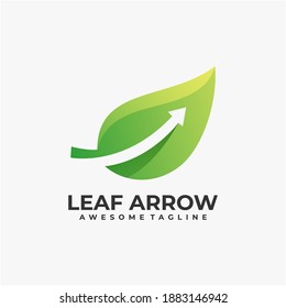Leaf with arrow abstract logo design template