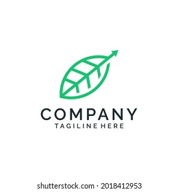 Leaf with arrow acounting and finance logo design