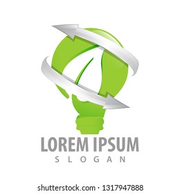 Leaf arrow bulb logo concept design. Symbol graphic template element 
