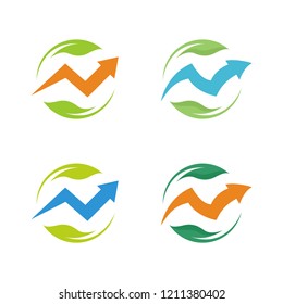 Leaf and Arrow Business Logo Symbol Financial Sign Vector
