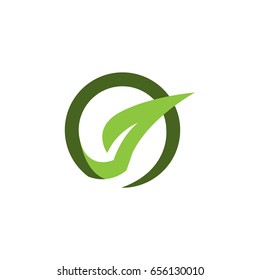 leaf arrow circle green icon logo template