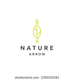 Leaf arrow with line art style logo icon design template flat vector