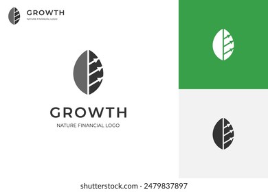 Leaf arrow up logo icon design for financial growing business logo vector illustration