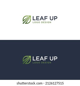 Leaf and Up Arrow Logo Template Design