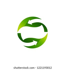 Leaf with arrow logo template vector green recycle icon