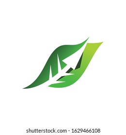 Leaf Arrow Nature Logo Design Graphic Vector. 