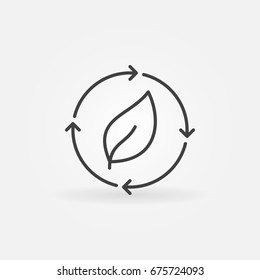 Leaf in arrows icon - vector eco energy concept outline sign