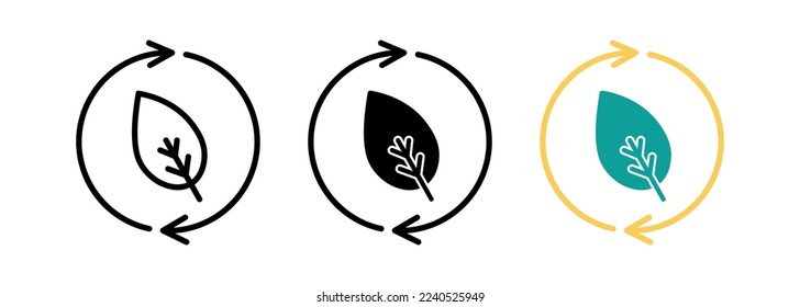 Leaf en línea de flechas e icono de glifo, ecología y energía, signo de energía verde, gráficos vectoriales, un patrón lineal en un fondo blanco, eps 10.