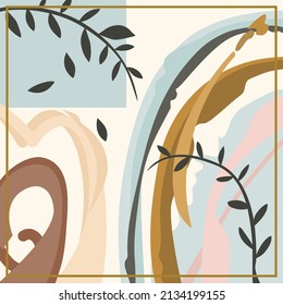 Leaf art abstract design for square scarf pattern