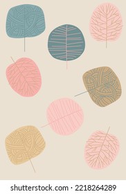 Leaf artwork pastel color vector illustration graphic design wallpaper background collection