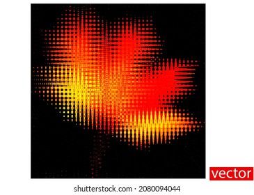 Leaf. Autumn abstraction, orange maple leaf close-up on black textured background. Maple leaf stylization panel. Black background texture