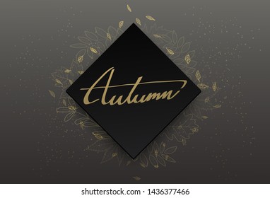 leaf Autumn black frame border Banner.sale,season.premium