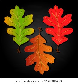 leaf autumn colorful vector illustration set isolated on black background