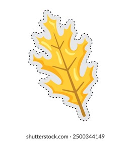 Leaf Autumn sticker icon Vector illustration