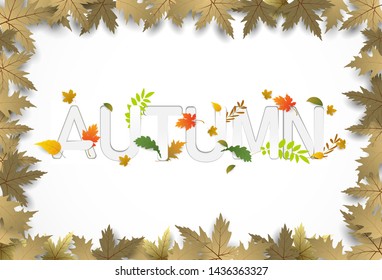 leaf Autumn white frame border Banner.sale,season.premium