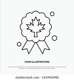 Leaf, Award, Badge, Quality Line Icon Vector