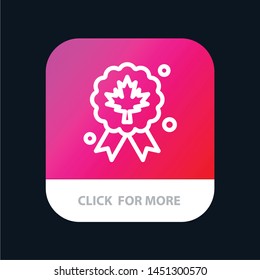 Leaf, Award, Badge, Quality Mobile App Button. Android and IOS Line Version