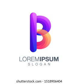 leaf B gradient color logo design vector 