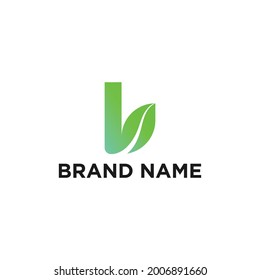 Leaf with B letter logo design template