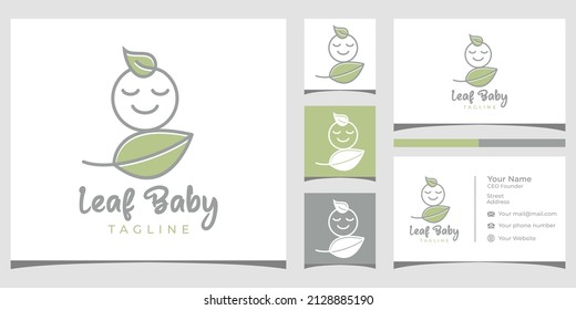 Diseño del logotipo de la hoja y el bebé