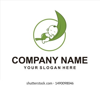 leaf baby logo vector design