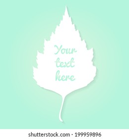 Leaf background, birch leaf silhouette, place for your text