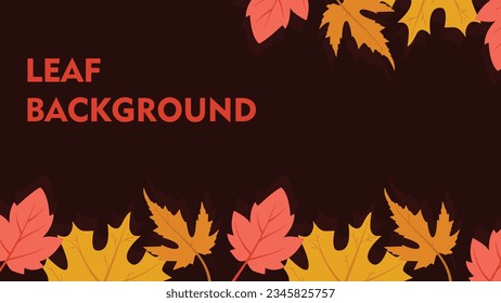 leaf background design illustration with dark brown theme color