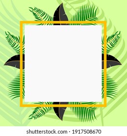 leaf background frame for various natural designs inside. flat vector illustration