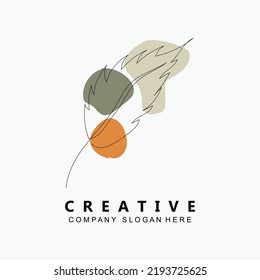 Leaf Background Logo Design, Vector Art Icons, In pastel colors