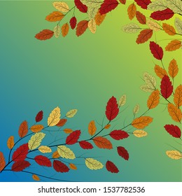 Leaf background. Modern nature backdrop. Autumn tree vector. Seasonal banner. Abstract autumn leaves background for decorative design. Fall colorful floral