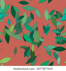 Leaf background, vector background, seamless texture, ornamental pattern, floral patterns, floral design, abstract background, vector shapes, leafs isolated, seamless wallpaper