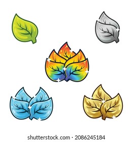 Leaf Badge Emotes Collection. Can Be Used For Twitch Youtube. Illustration Set