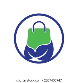 Plantilla de icono de diseño del logotipo de la bolsa de hoja. Hojas de bolsita reciclar icono vectorial del logo. hoja ecológica de compra ecológica bolsa de compra orgánica modelo de ilustración