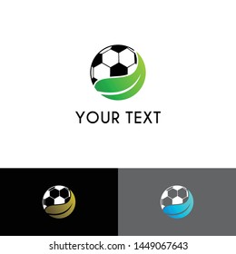 Leaf with ball icon, ecology logo design vector