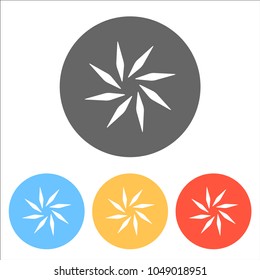 leaf, bamboo, flower. simple silhouette. Set of white icons on c