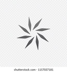 leaf, bamboo, flower. simple silhouette. On grid background