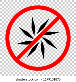 leaf, bamboo, flower. simple silhouette. Not allowed, black object in red warning sign with transparent background